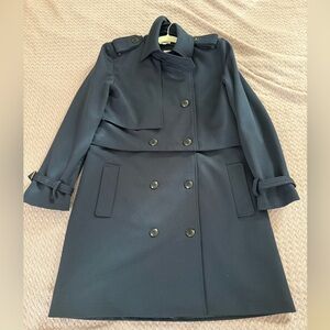 Elegant Navy Double-Breasted Trench Coat